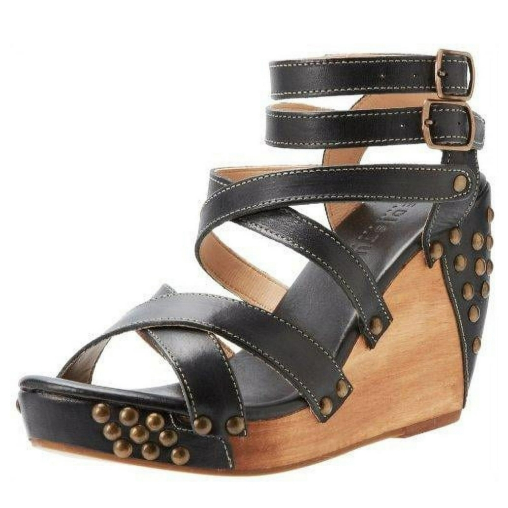 Bed Stu Black and Brown Wedges